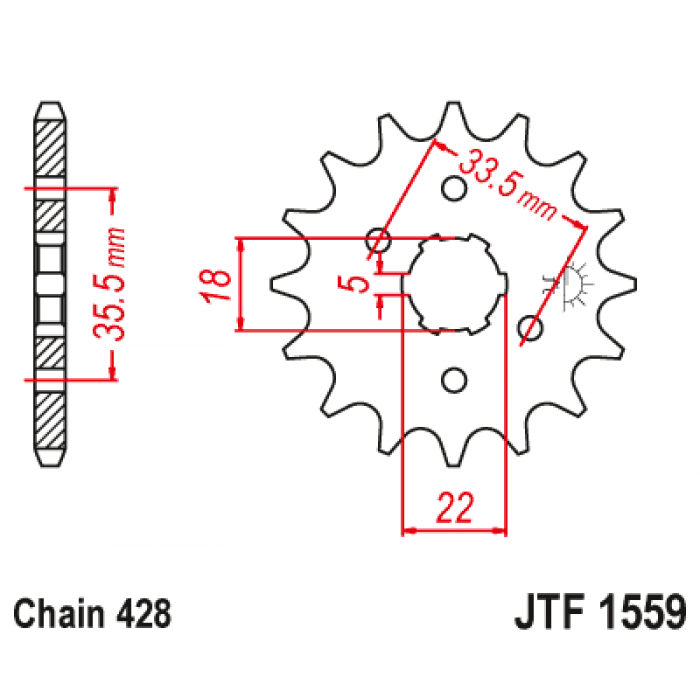 Звезда цепного привода JT JTF1559.14