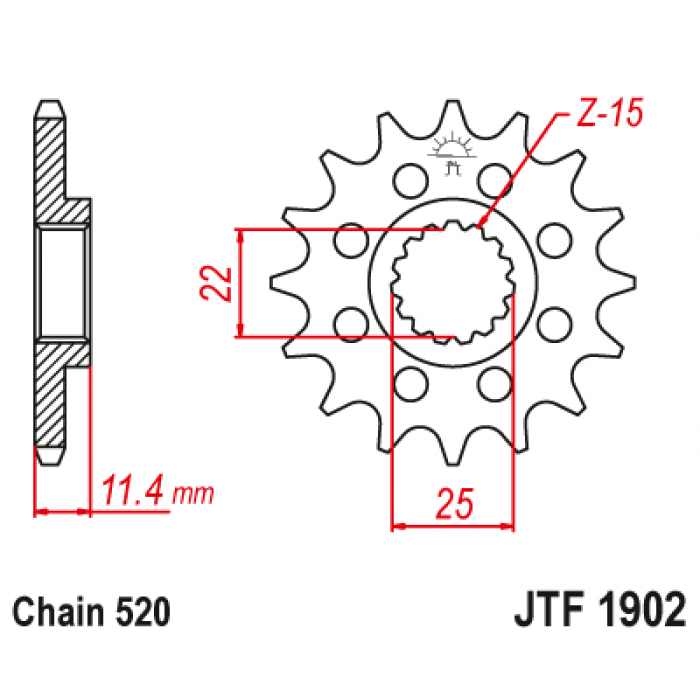 Звезда цепного привода JT JTF1902.16RB
