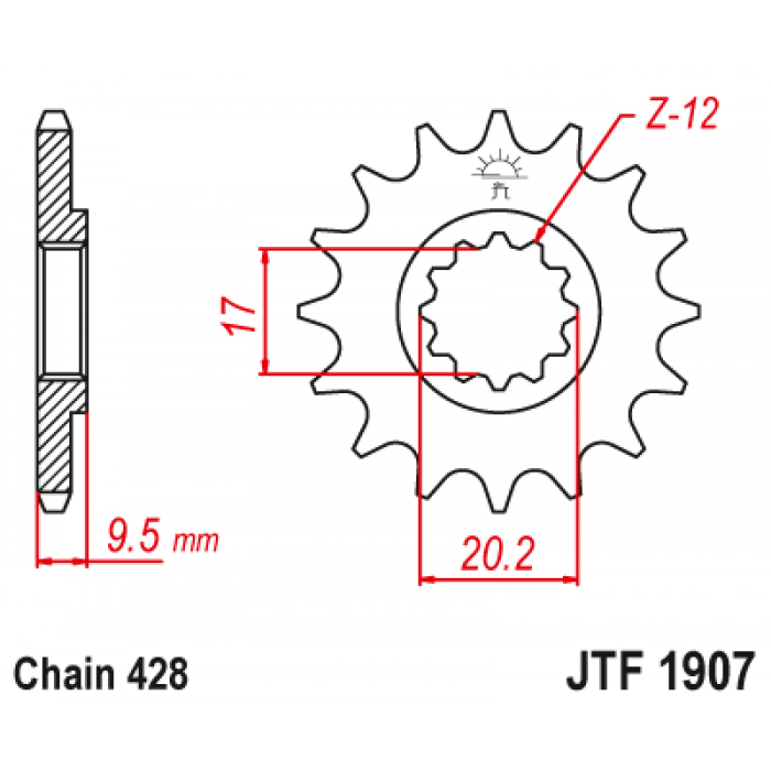 Звезда цепного привода JT JTF1907.14