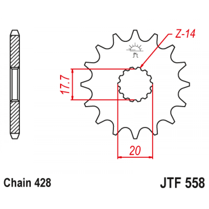 Звезда цепного привода JT JTF558.17
