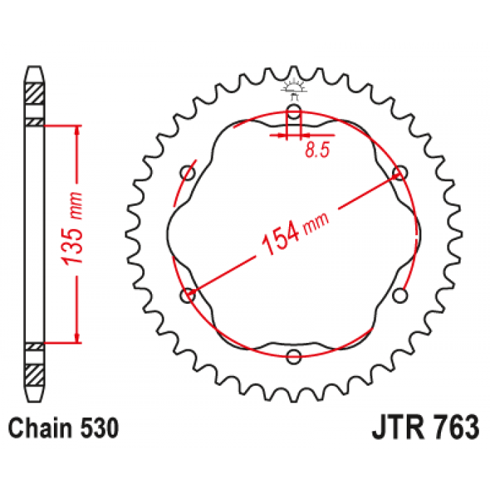 Звезда цепного привода JT JTR763.40