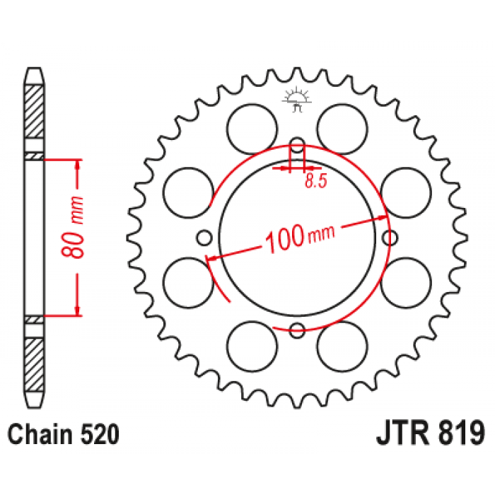 Звезда цепного привода JT JTR819.39