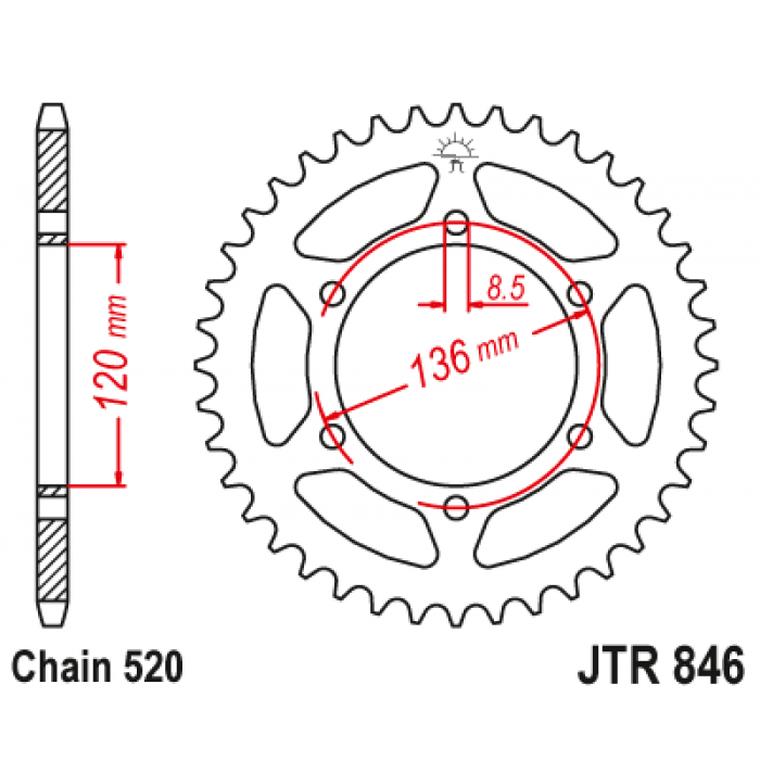 Звезда цепного привода JT JTR846.43