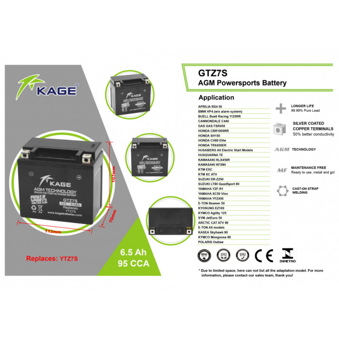 Аккумулятор KAGE YTZ7S
