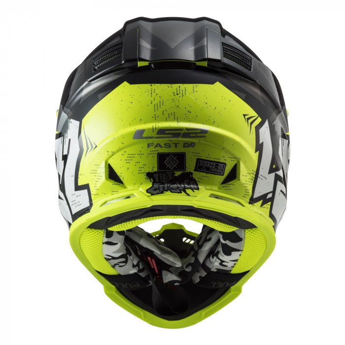 Мотошлем LS2 MX437 FAST II MINI CRUSHER, черно-желтый, размер S