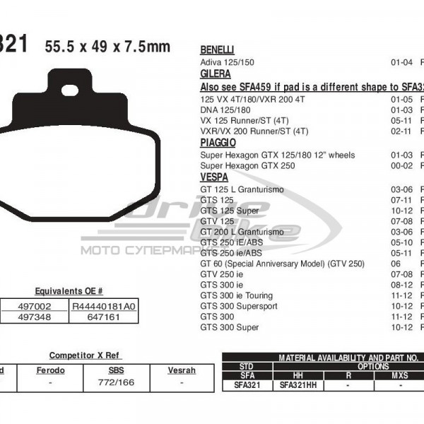 Тормозные колодки SFA321HH
