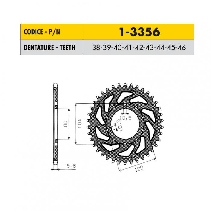 Звезда задняя Sunstar 40 зубьев 1-3356-40 стальная / JTR478-40
