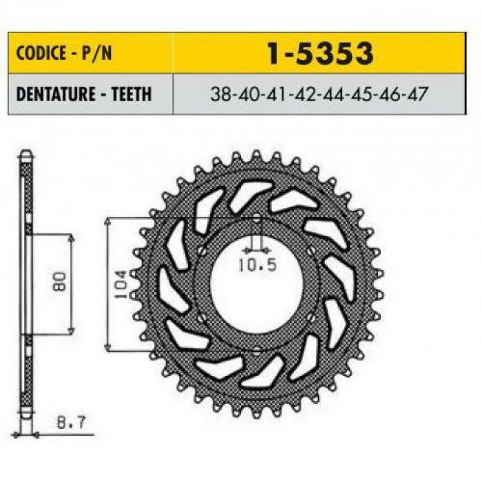 Звезда задняя Sunstar 42 зубьев 1-5353-42 стальная / JTR488-42