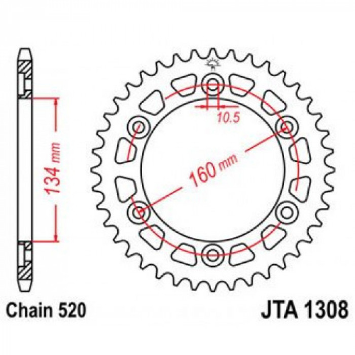 Звезда цепного привода JT JTA1308.40BLK