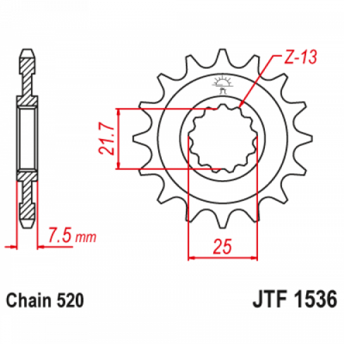 Звезда цепного привода JT JTF1536.15RB