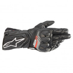 Мотоперчатки кожаные Alpinestars SP-8 v3, черно-флуоресцентно красный, размер L