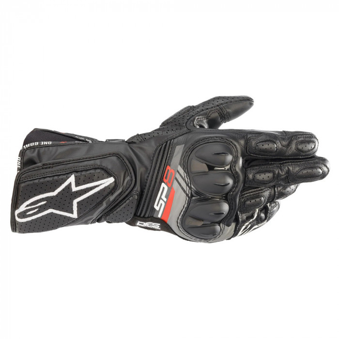 Мотоперчатки кожаные Alpinestars SP-8 v3, черно-флуоресцентно красный, размер XL