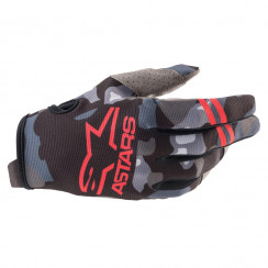 Мотоперчатки кроссовые Alpinestars YOUTH RADAR GLOVES, серо-камуфляжно-красный, размер 2XS