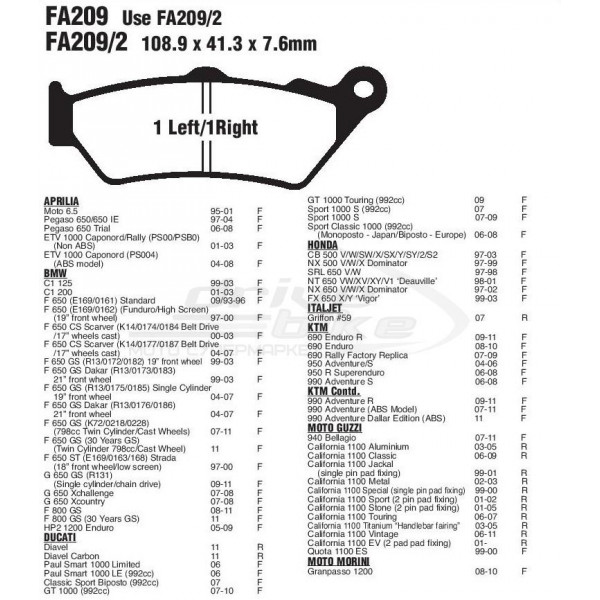 Тормозные колодки FA209/2HH DOUBLE H Sintered