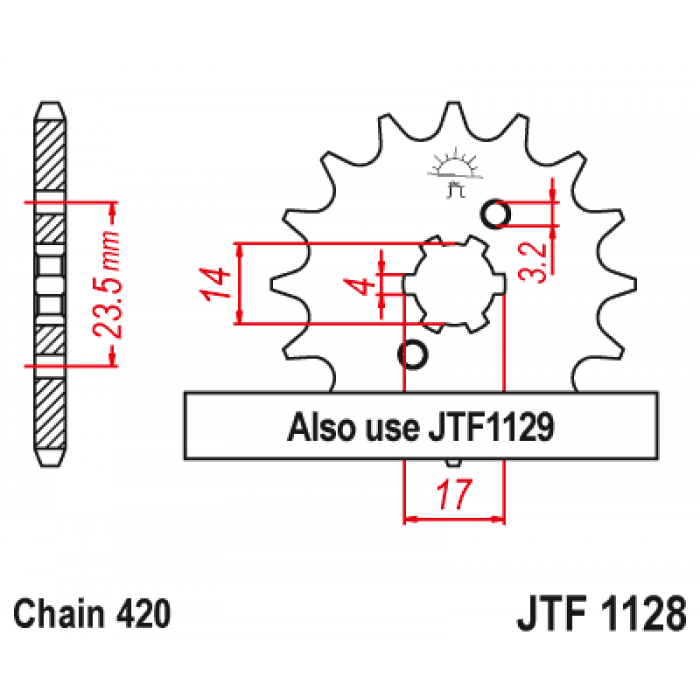 Звезда цепного привода JT JTF1128.11
