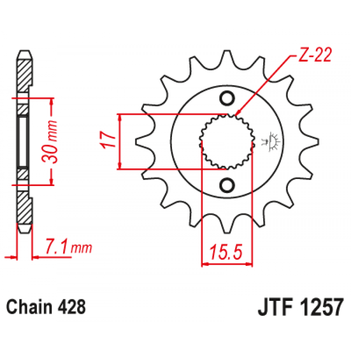 Звезда цепного привода JT JTF1257.14