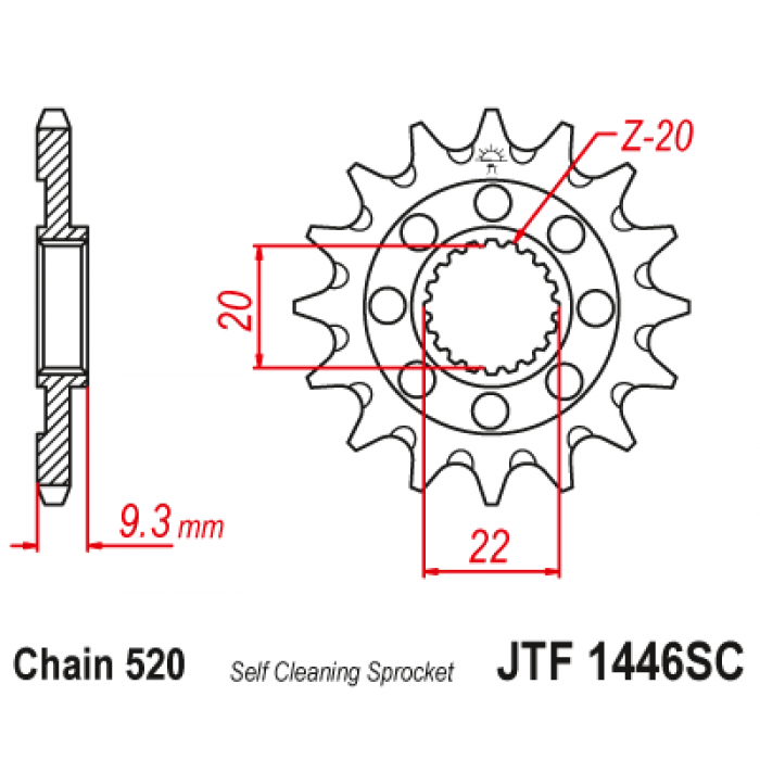 Звезда цепного привода JT JTF1446.14SC