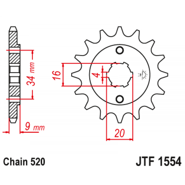Звезда цепного привода JT JTF1554.12
