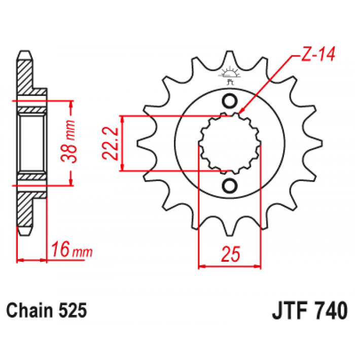 Звезда цепного привода JT JTF740.15