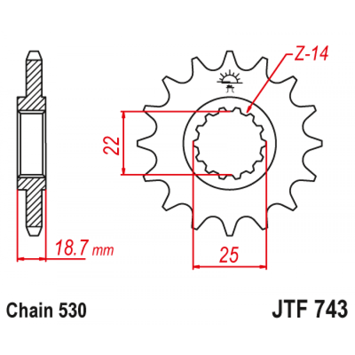 Звезда цепного привода JT JTF743.15RB