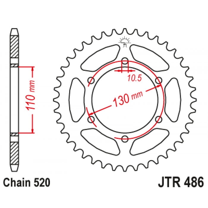 Звезда цепного привода JT JTR486.42ZBK
