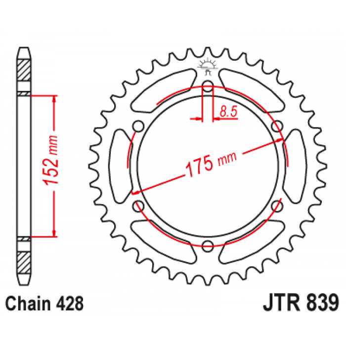 Звезда цепного привода JT JTR839.52