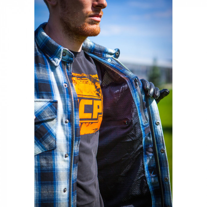 Моторубашка мужская MCP Rebel Full kevlar, черно-светло-синий, размер L