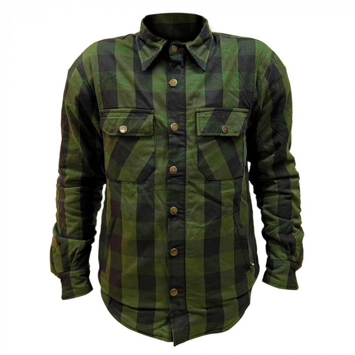 Моторубашка мужская MCP Rebel Full kevlar, черно-зеленый, размер XL