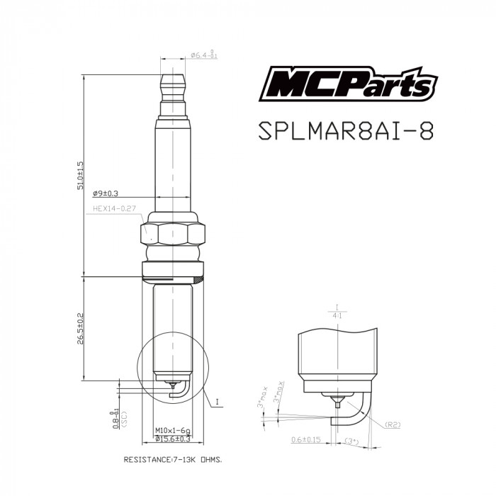 Свеча зажигания MCP аналог LMAR8AI-8