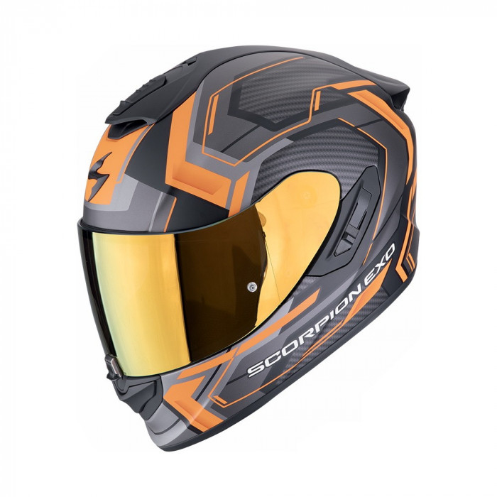 Мотошлем Scorpion EXO EXO-1400 EVO II LINART, цвет Черный Матовый/Оранжевый/Серый, Размер L