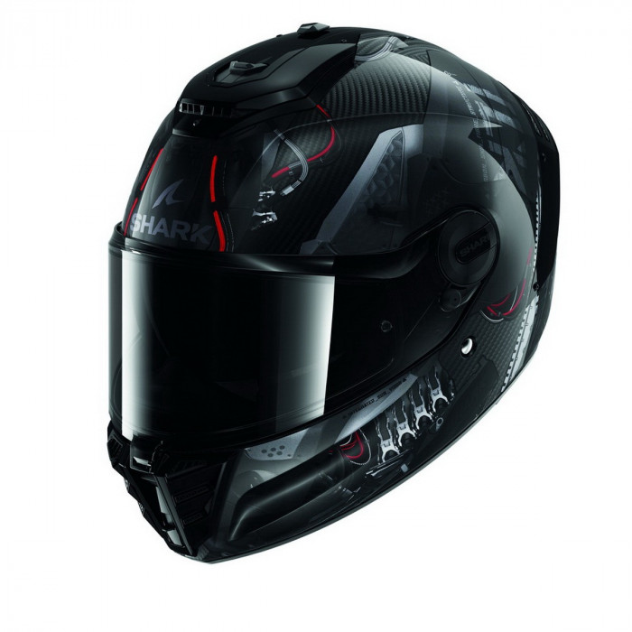 Мотошлем SHARK SPARTAN RS CARBON XBOT, цвет Карбон/Черный/Красный, Размер L