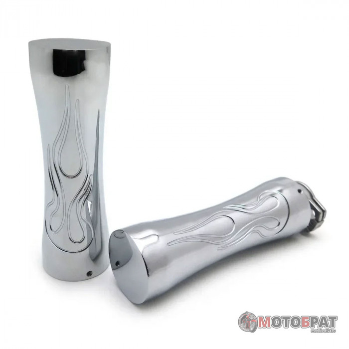 Ручки руля Custom Chopper Flame Grip Chrome — воплощение стиля и комфорта для вашего мотоцикла