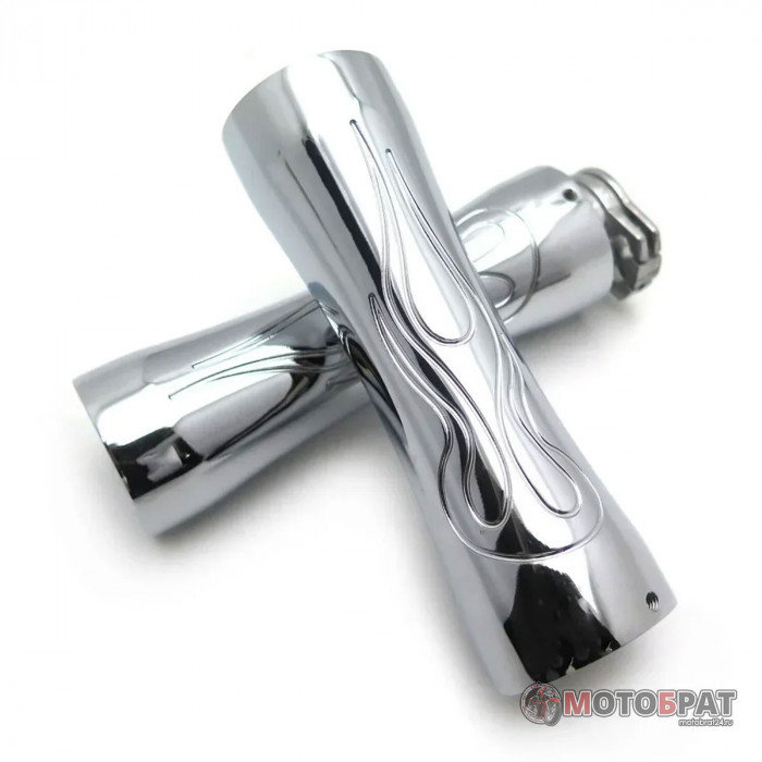 Ручки руля Custom Chopper Flame Grip Chrome — воплощение стиля и комфорта для вашего мотоцикла