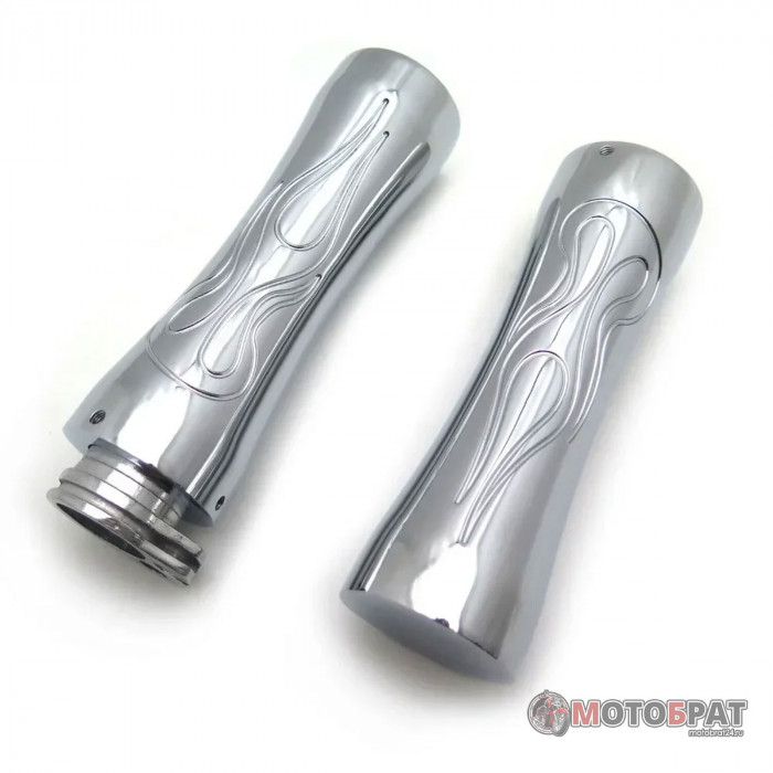 Ручки руля Custom Chopper Flame Grip Chrome — воплощение стиля и комфорта для вашего мотоцикла