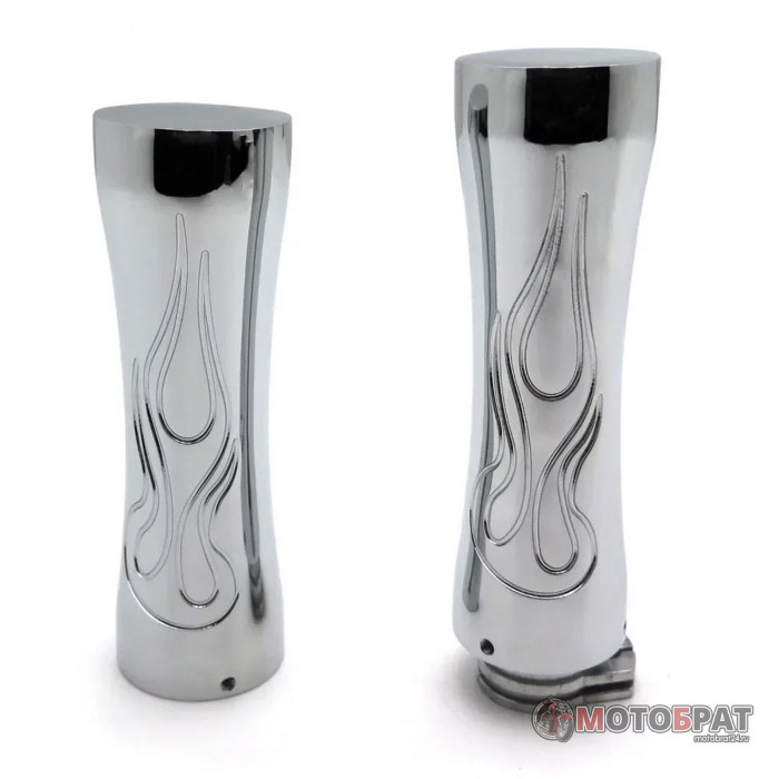 Ручки руля Custom Chopper Flame Grip Chrome — воплощение стиля и комфорта для вашего мотоцикла