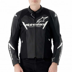 Мотокуртка кожаная Alpinestars FASTER V3 LEATHER JACKET, черно-белый