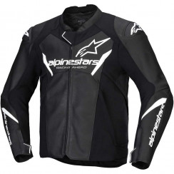 Мотокуртка кожаная Alpinestars FASTER V3 LEATHER JACKET, черно-белый