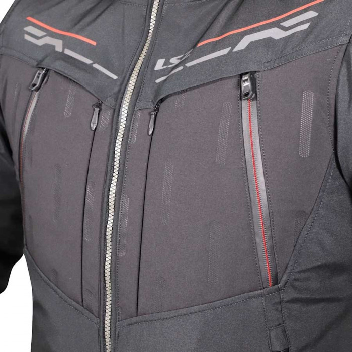 Мотокуртка мужская LS2 ZIRCONIUM MAN JACKET, черно-красный