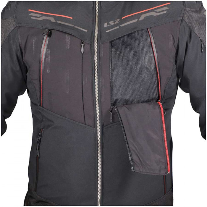 Мотокуртка мужская LS2 ZIRCONIUM MAN JACKET, черно-красный