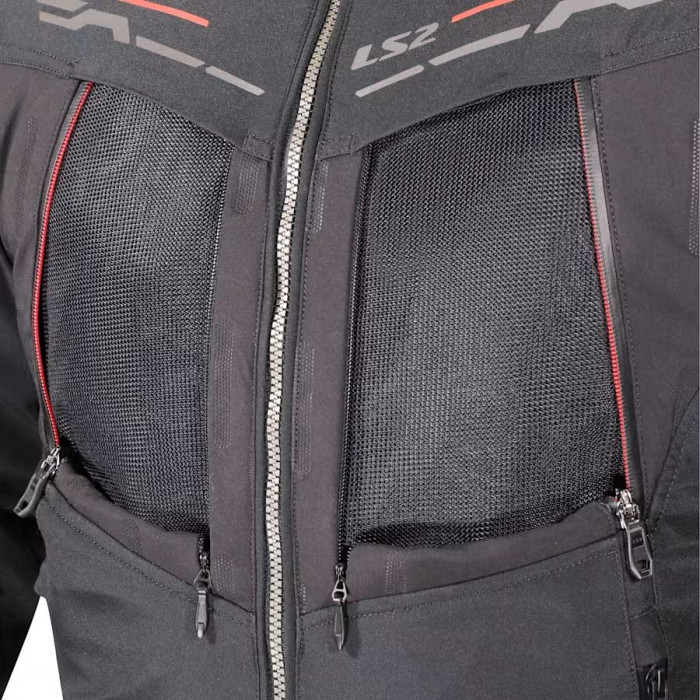 Мотокуртка мужская LS2 ZIRCONIUM MAN JACKET, черно-красный