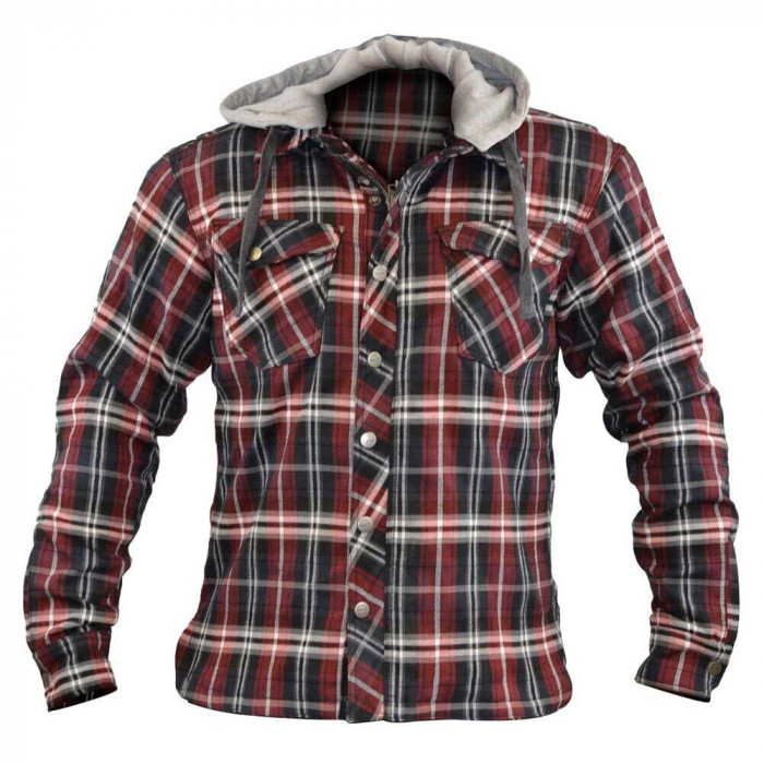Моторубашка мужская MCP Woodcutter, Красно-черно-белая в клетку, размер L