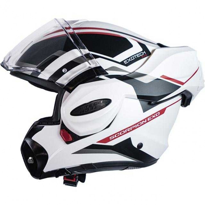 Мотошлем Scorpion EXO EXO-TECH EVO FURIO, цвет Белый Матовый/Черный/Красный, Размер XS