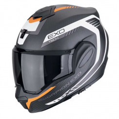Мотошлем Scorpion EXO EXO-TECH EVO CARBON COSY, цвет Карбон Матовый/Оранжевый/Белый, Размер S