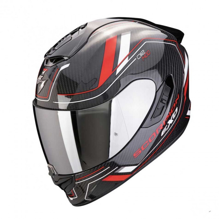 Мотошлем Scorpion EXO EXO-1400 EVO II CARBON AIR MIRAGE, цвет Карбон/Красный/Белый, Размер S