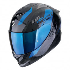 Мотошлем Scorpion EXO EXO-1400 EVO II CARBON AIR PLATTED, цвет Карбон/Синий, Размер 2XL