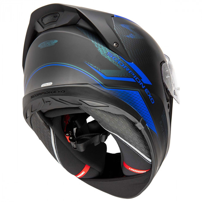 Мотошлем Scorpion EXO EXO-530 AIR THERAS, цвет Черный Матовый/Синий