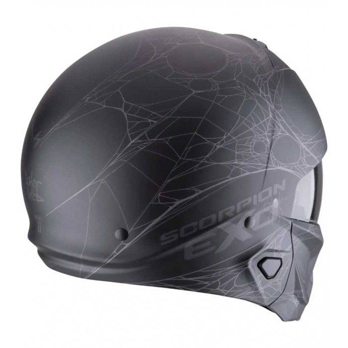 Мотошлем Scorpion EXO COMBAT II SPIDERWEB, цвет Черный Матовый/Серебристый, Размер S