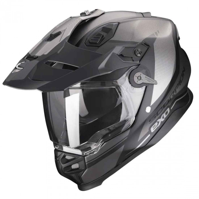 Мотошлем Scorpion EXO ADF-9000 AIR TRAIL, цвет Черный Матовый/Серебристый, Размер S