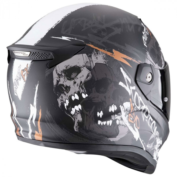 Мотошлем Scorpion EXO COVERT-FX SKULLZ, цвет Черный Матовый/Серый/Золотистый