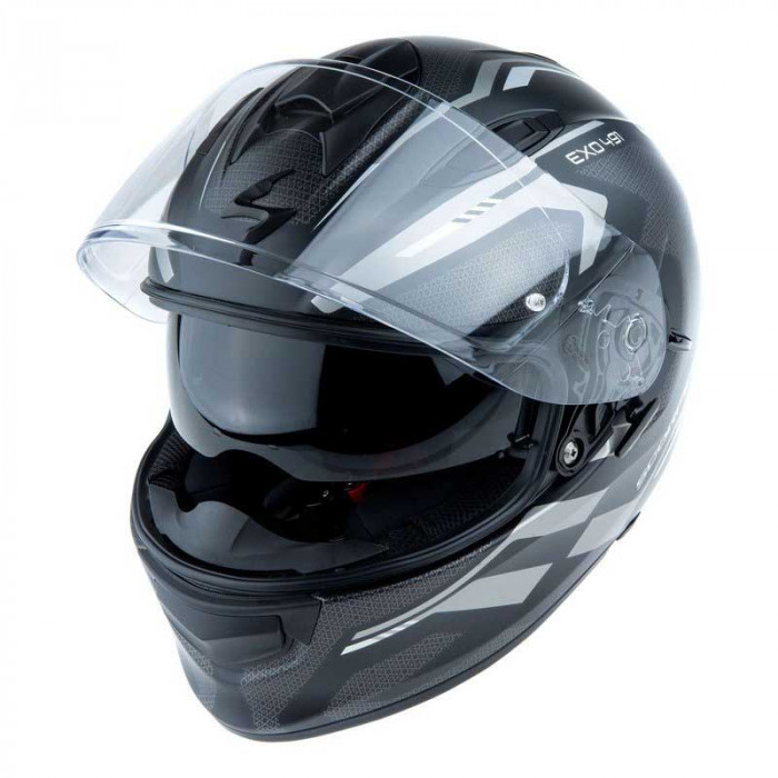 Мотошлем Scorpion EXO EXO-491 KRIPTA, цвет Черный Матовый/Серебристый, Размер XS